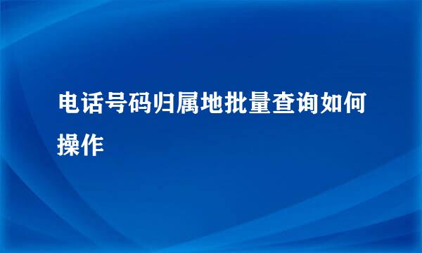 电话号码归属地批量查询如何操作