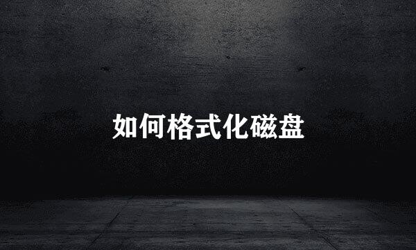 如何格式化磁盘