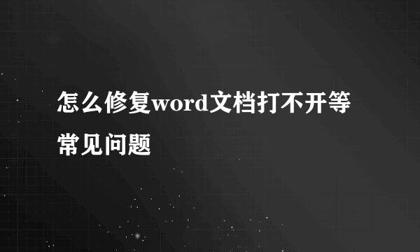 怎么修复word文档打不开等常见问题