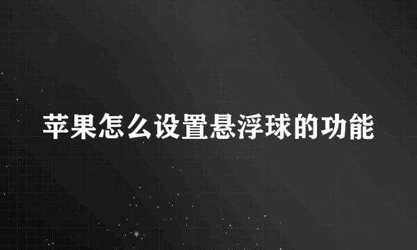 苹果怎么设置悬浮球的功能