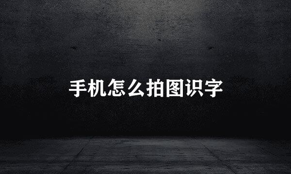 手机怎么拍图识字