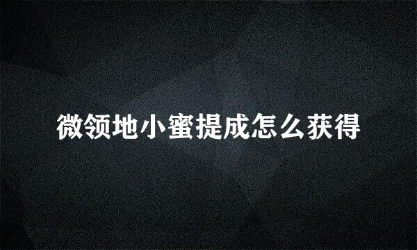 微领地小蜜提成怎么获得
