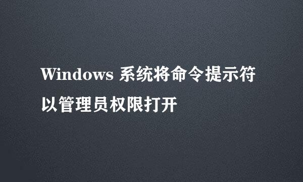 Windows 系统将命令提示符以管理员权限打开