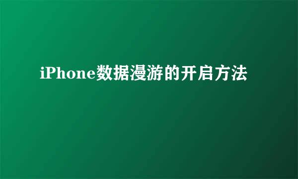 iPhone数据漫游的开启方法