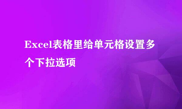 Excel表格里给单元格设置多个下拉选项