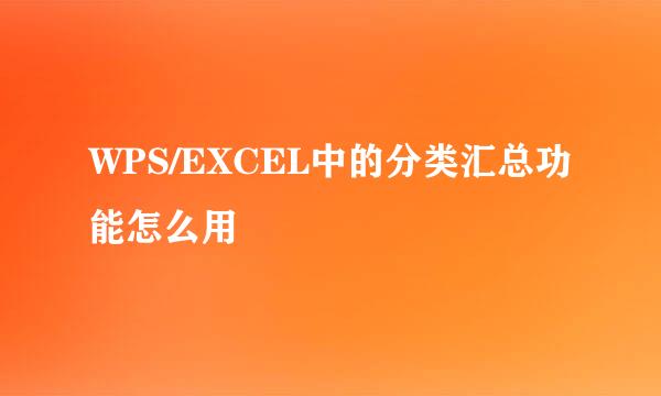 WPS/EXCEL中的分类汇总功能怎么用