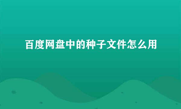 百度网盘中的种子文件怎么用