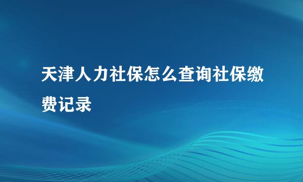 天津人力社保怎么查询社保缴费记录