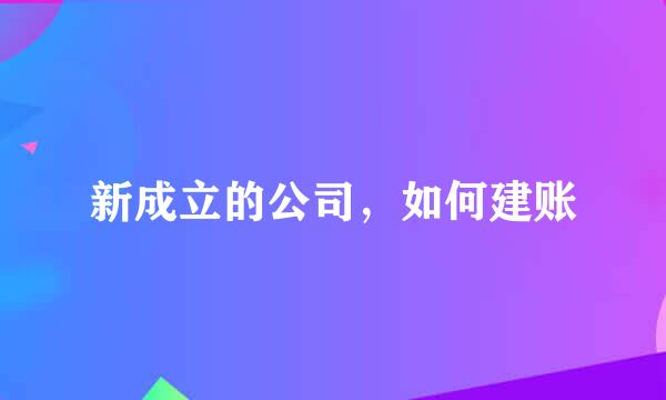 新成立的公司，如何建账