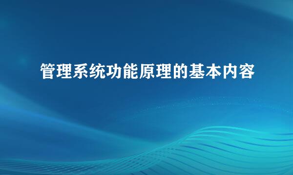 管理系统功能原理的基本内容