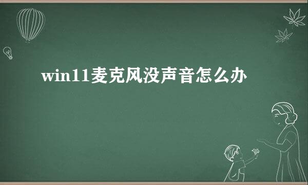 win11麦克风没声音怎么办