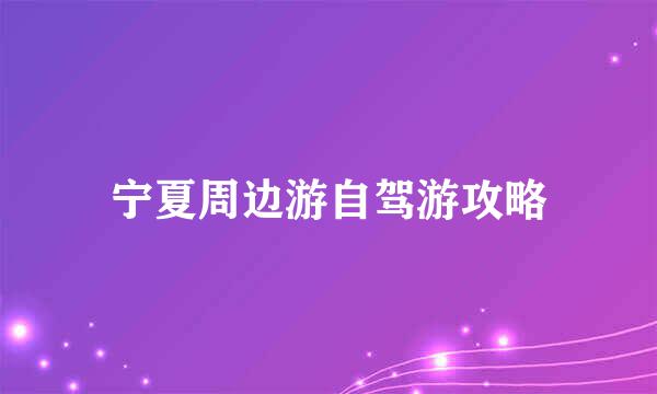 宁夏周边游自驾游攻略