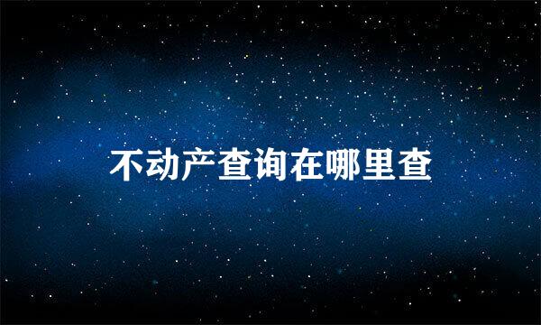 不动产查询在哪里查