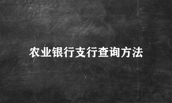农业银行支行查询方法