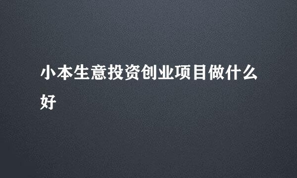 小本生意投资创业项目做什么好
