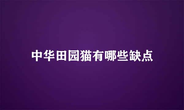 中华田园猫有哪些缺点