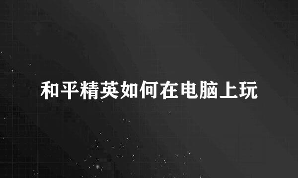 和平精英如何在电脑上玩