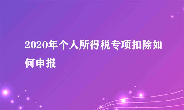2020年个人所得税专项扣除如何申报