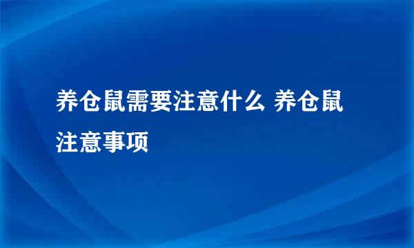 养仓鼠需要注意什么 养仓鼠注意事项