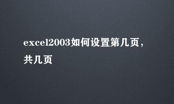 excel2003如何设置第几页，共几页