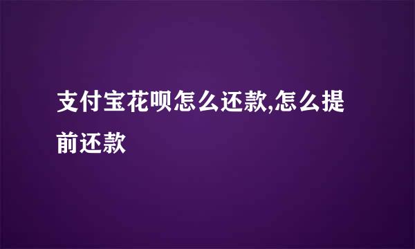 支付宝花呗怎么还款,怎么提前还款