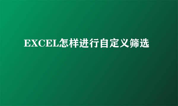 EXCEL怎样进行自定义筛选