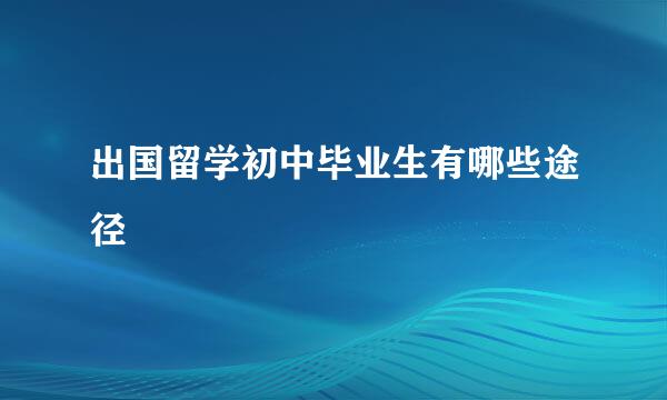 出国留学初中毕业生有哪些途径