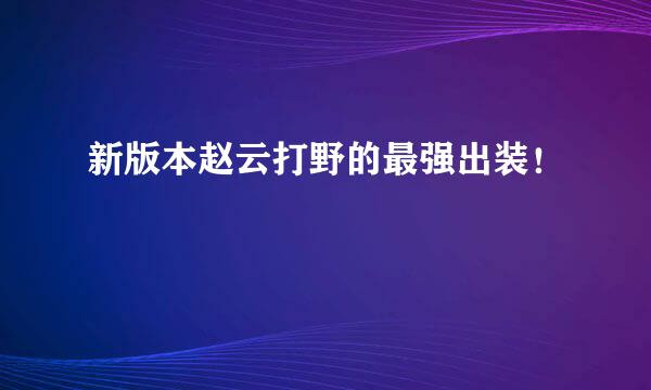 新版本赵云打野的最强出装！