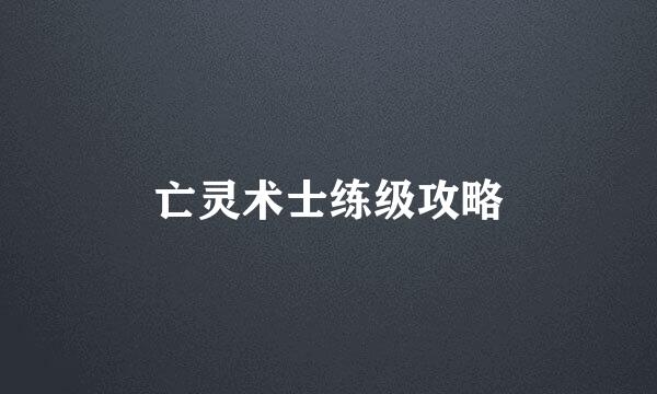 亡灵术士练级攻略