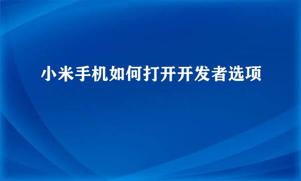 小米手机如何打开开发者选项