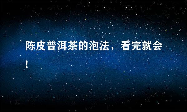 陈皮普洱茶的泡法，看完就会!