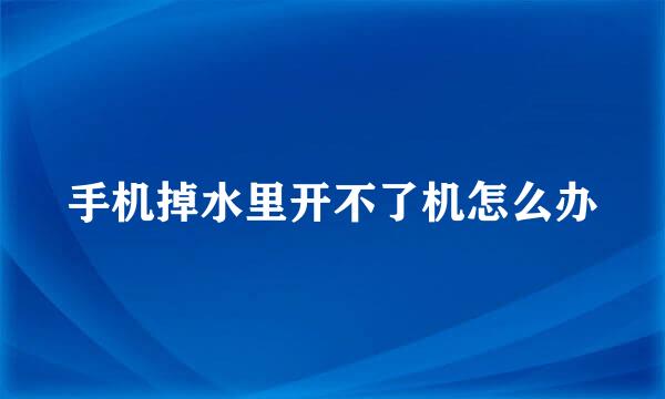 手机掉水里开不了机怎么办