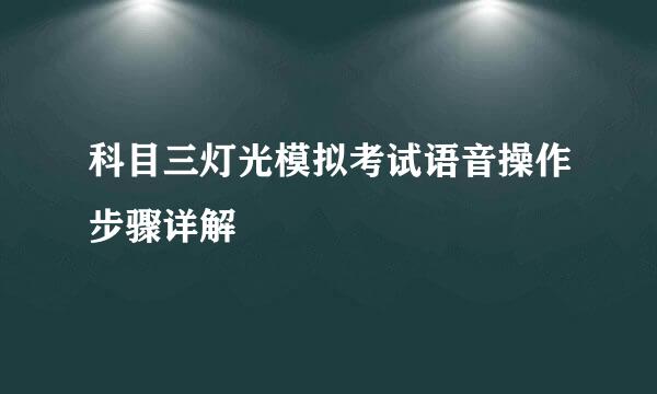 科目三灯光模拟考试语音操作步骤详解