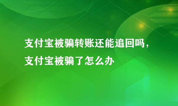 支付宝被骗转账还能追回吗，支付宝被骗了怎么办