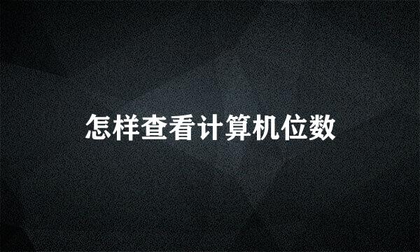 怎样查看计算机位数