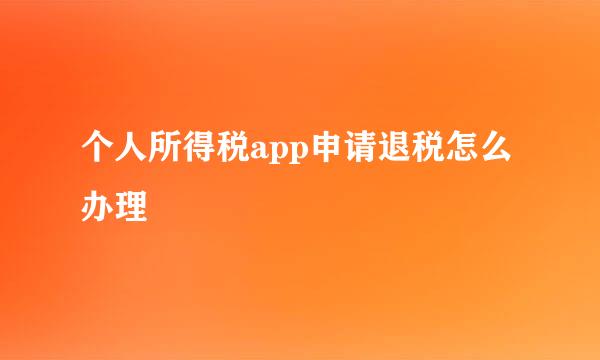 个人所得税app申请退税怎么办理