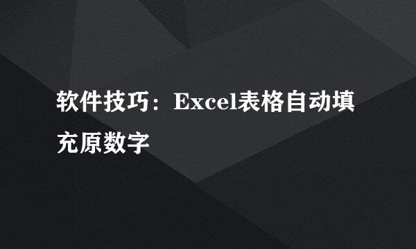 软件技巧：Excel表格自动填充原数字