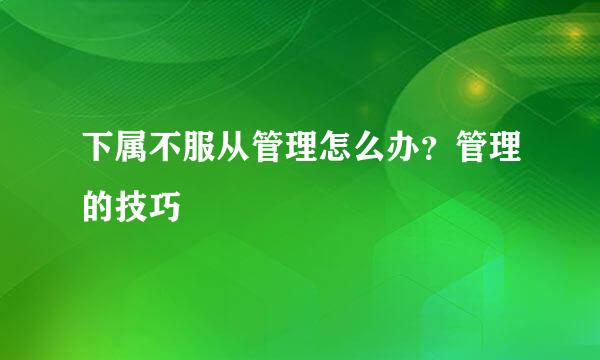 下属不服从管理怎么办？管理的技巧