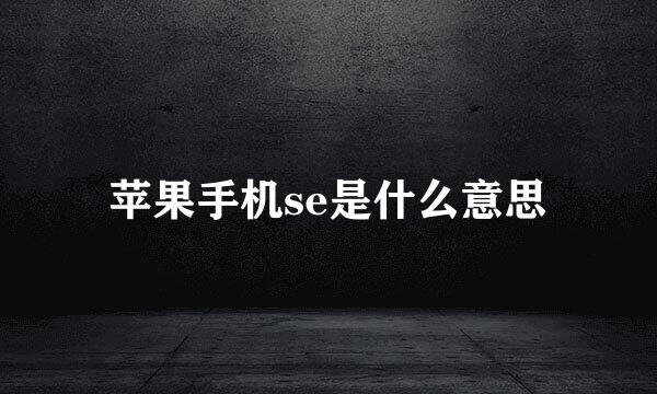 苹果手机se是什么意思