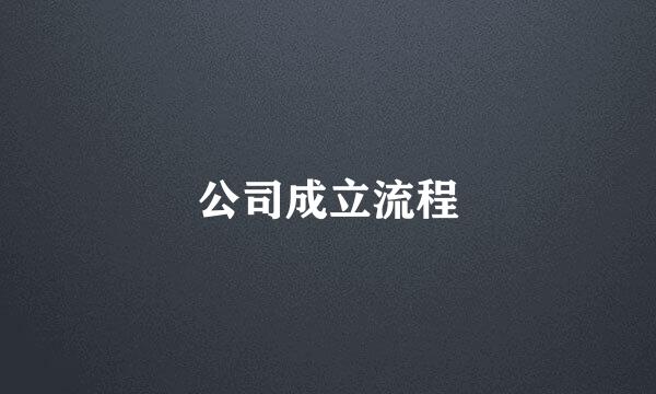 公司成立流程
