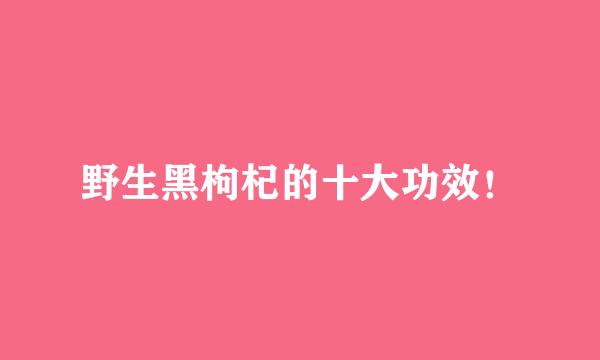 野生黑枸杞的十大功效！
