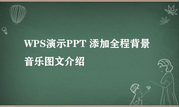 WPS演示PPT 添加全程背景音乐图文介绍