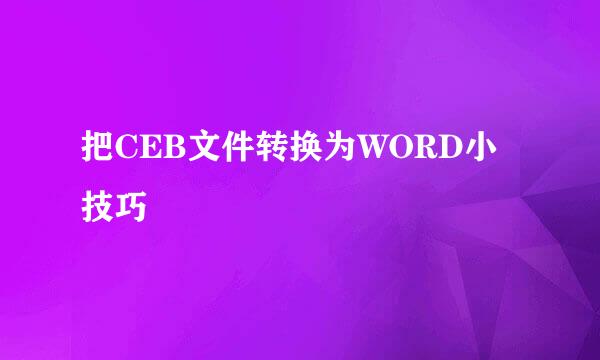 把CEB文件转换为WORD小技巧