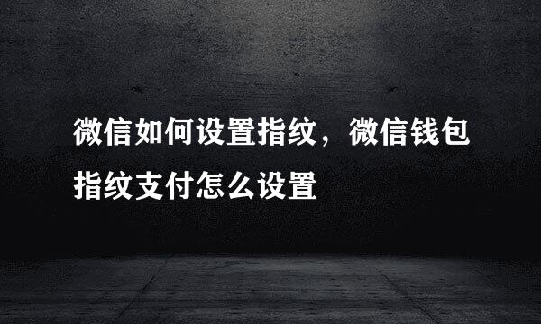 微信如何设置指纹，微信钱包指纹支付怎么设置