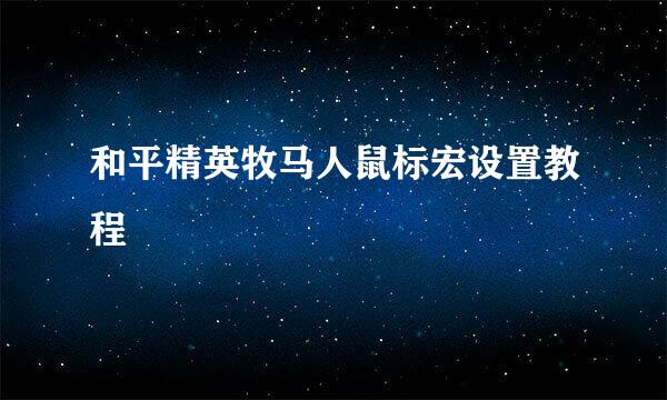 和平精英牧马人鼠标宏设置教程
