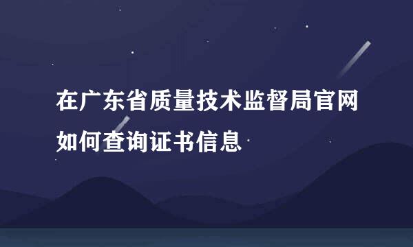 在广东省质量技术监督局官网如何查询证书信息