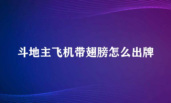 斗地主飞机带翅膀怎么出牌