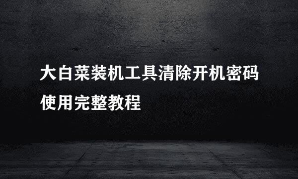 大白菜装机工具清除开机密码使用完整教程