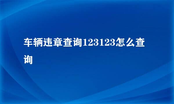 车辆违章查询123123怎么查询