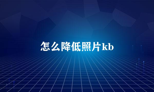 怎么降低照片kb